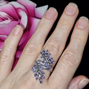 Кольцо серебро природный танзанит