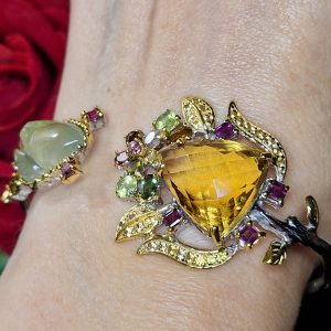 Браслет серебро натуральный цитрин пренит мульти