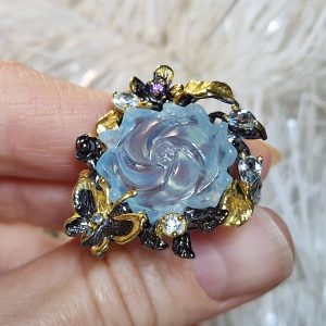 Кольцо серебро природный аквамарин