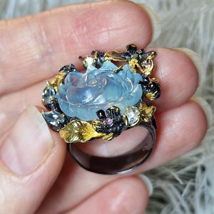 Перстень серебро натуральный аквамарин