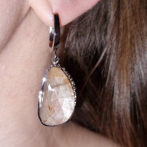 Серьги серебро природный жёлтый сапфир