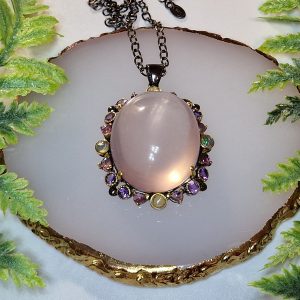 Ожерелье серебро натуральный розовый кварц