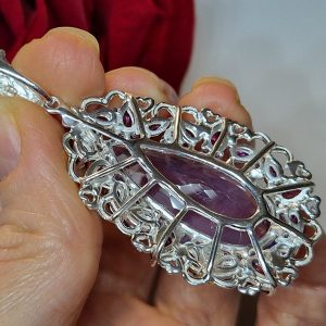 Кулон серебро природный лавандовый кварц + родолит