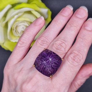 Кольцо серебро природный аметист