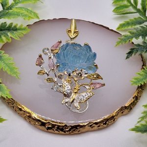 Кулон серебро природный аквамарин