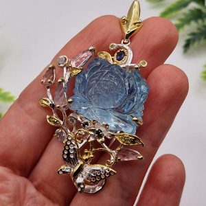 Подвес серебро натуральный аквамарин