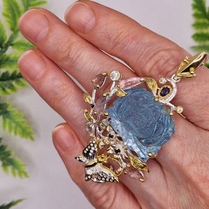 Подвес серебро натуральный аквамарин