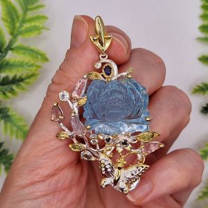 Подвес серебро натуральный аквамарин