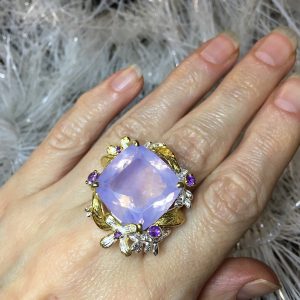 Перстень серебро натуральный лавандовый кварц + аметист