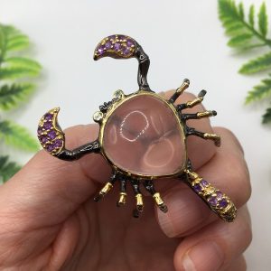 Подвес/брошь серебро натуральный розовый кварц