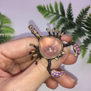 Подвес/брошь серебро натуральный розовый кварц