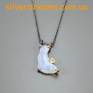 Цепочка + подвес серебро натуральный эфиопский опал