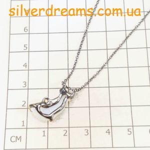 Цепочка + кулон серебро природный огненный опал