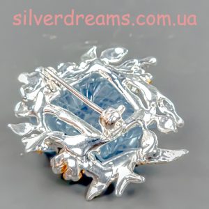 Брошь серебро природный аквамарин