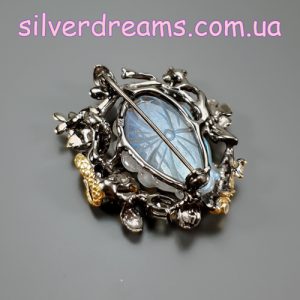 Брошь серебро натуральный лабрадор