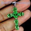 Кулон крестик серебро природный зелёный топаз