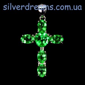 Подвес серебро натуральный зелёный топаз