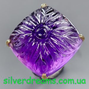 Кольцо серебро природный аметист