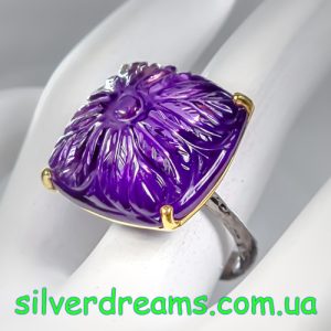 Кольцо серебро натуральный аметист