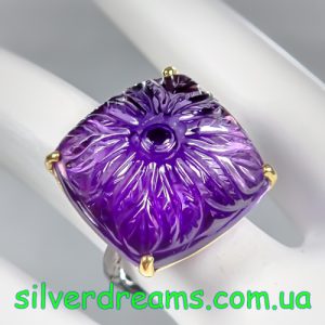 Перстень серебро натуральный аметист