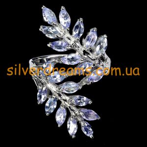 Кольцо серебро природный танзанит