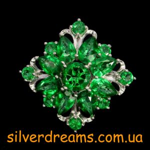 Перстень серебро натуральный зелёный топаз
