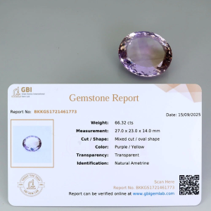 Природный камень аметрин с сертификатом