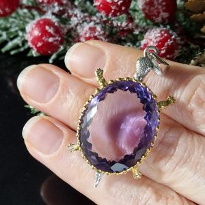 Кулон серебро природный аметист