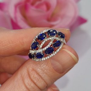 Перстень серебро натуральный сапфир