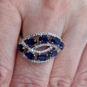 Кольцо серебро природный сапфир
