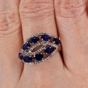 Перстень серебро натуральный сапфир