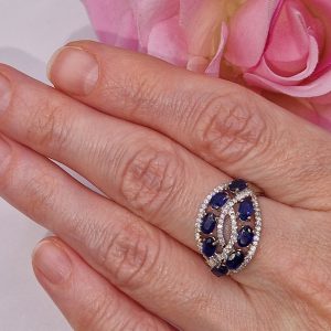 Кольцо серебро природный сапфир