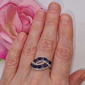 Перстень серебро натуральный сапфир