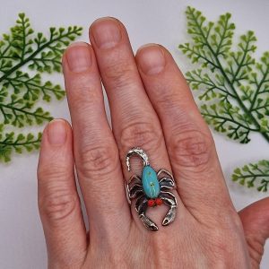 Кольцо серебро природная бирюза + коралл