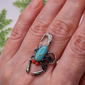 Перстень серебро натуральная бирюза + коралл