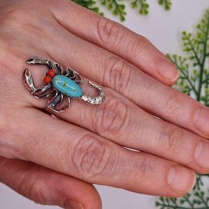 Кольцо серебро природная бирюза + коралл