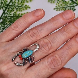 Перстень серебро натуральная бирюза + коралл