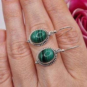 Серьги серебро натуральный малахит
