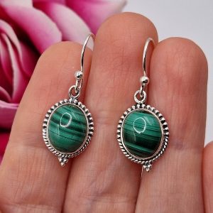 Серьги серебро природный малахит