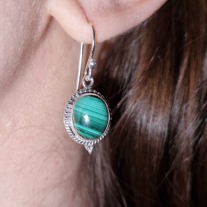 Серьги серебро натуральный малахит