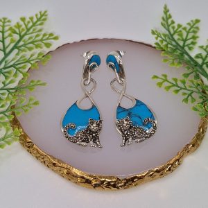 Серьги капельное серебро + природная бирюза и марказит