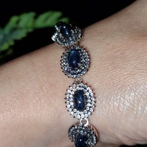 Браслет серебро природный звёздчатый сапфир