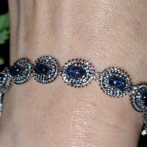 Браслет серебро натуральный звёздчатый сапфир