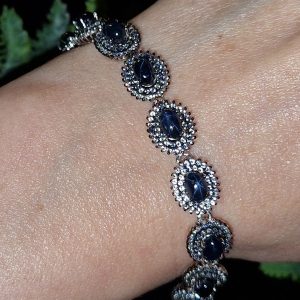 Браслет серебро природный звёздчатый сапфир