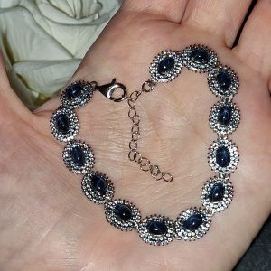 Браслет серебро натуральный звёздчатый сапфир