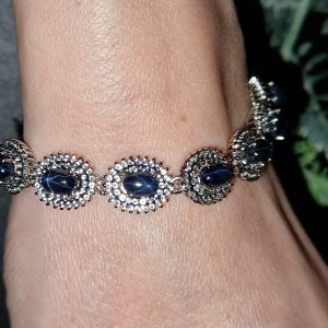 Браслет серебро природный звёздчатый сапфир