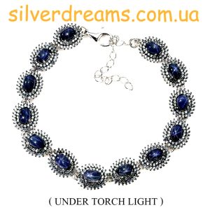 Браслет серебро природный звёздчатый сапфир
