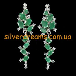 Серьги серебро природный изумруд