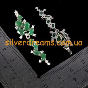 Длинные серьги серебро натуральный изумруд