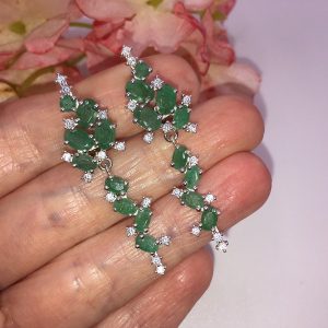 Серьги серебро натуральный изумруд
